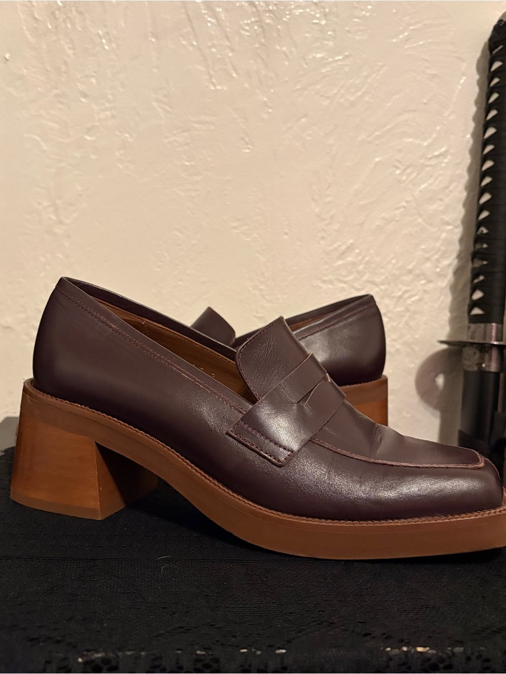 Roxanne Leather Loafers-pumps Woman’s Size 8 Purple And Brown